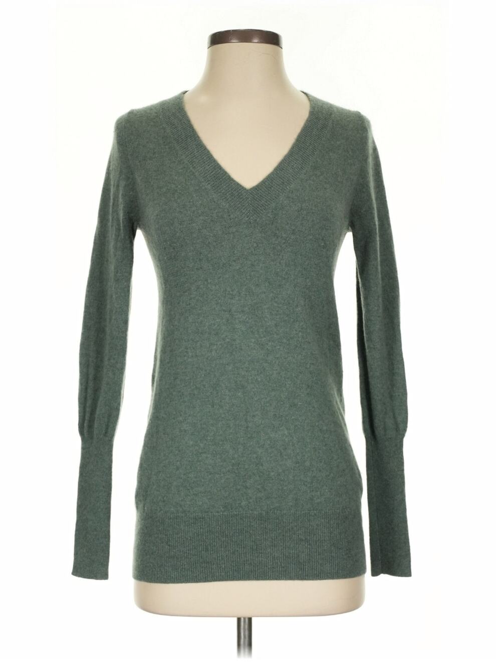 J Crew Collection Italian Cashmere V-Neck Sweater Sage Green S Small Luxury